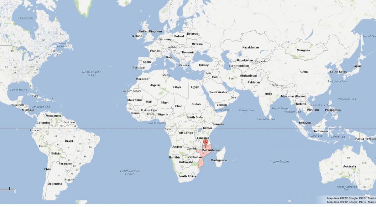 Мозамбик върху картата на света