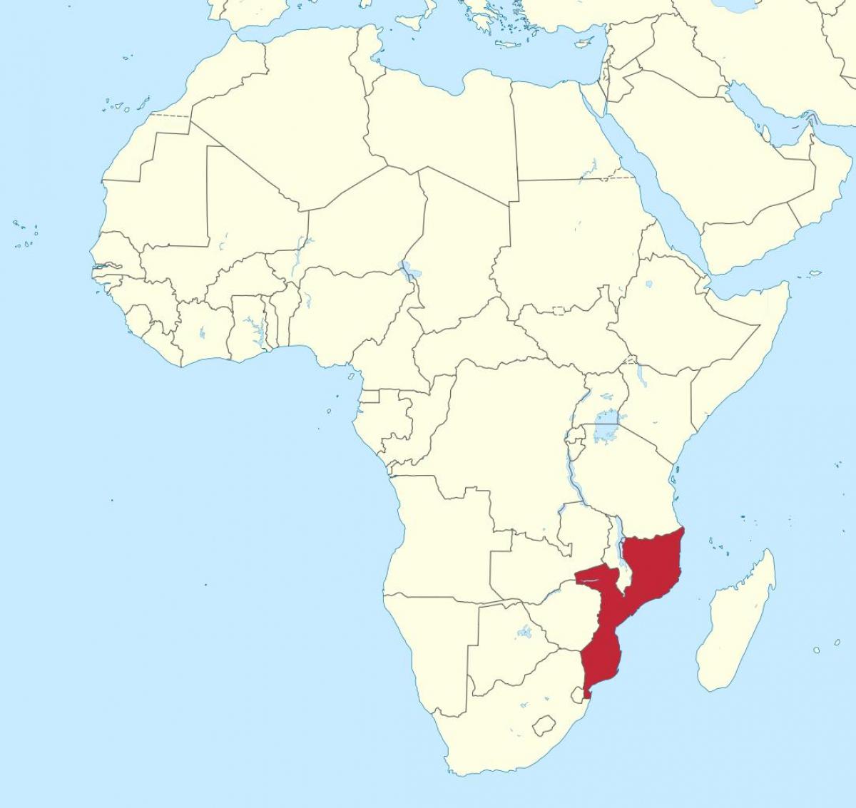 карта на Мозамбик Африка