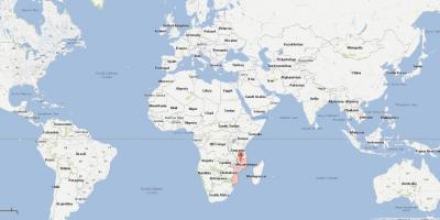 Мозамбик върху картата на света